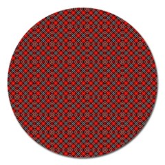 Red Diagonal Plaids Magnet 5  (round) by ConteMonfrey