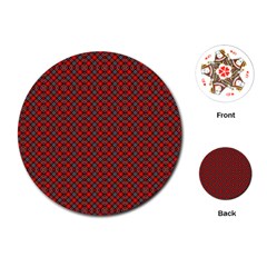 Red Diagonal Plaids Playing Cards Single Design (round) by ConteMonfrey