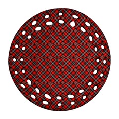 Red Diagonal Plaids Ornament (round Filigree) by ConteMonfrey