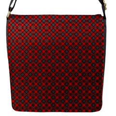 Red Diagonal Plaids Flap Closure Messenger Bag (s) by ConteMonfrey