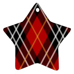 Black, Red, White Diagonal Plaids Ornament (star)