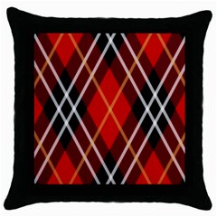 Black, Red, White Diagonal Plaids Throw Pillow Case (black) by ConteMonfrey