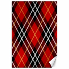 Black, Red, White Diagonal Plaids Canvas 12  X 18  by ConteMonfrey