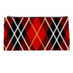 Black, Red, White Diagonal Plaids Pencil Case by ConteMonfrey