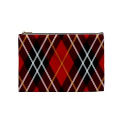 Black, Red, White Diagonal Plaids Cosmetic Bag (medium) by ConteMonfrey