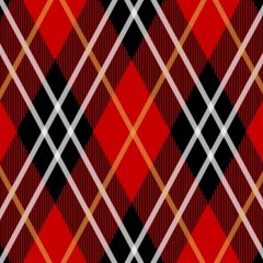 Black, Red, White Diagonal Plaids Play Mat (square) by ConteMonfrey