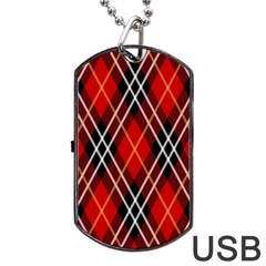 Black, Red, White Diagonal Plaids Dog Tag Usb Flash (one Side) by ConteMonfrey