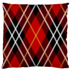 Black, Red, White Diagonal Plaids Large Cushion Case (two Sides) by ConteMonfrey