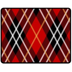 Black, Red, White Diagonal Plaids Double Sided Fleece Blanket (medium) 