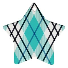 Ice Blue Diagonal Plaids Ornament (star) by ConteMonfrey