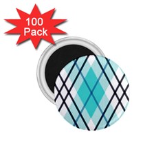 Ice blue diagonal plaids 1.75  Magnets (100 pack) 