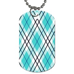 Ice Blue Diagonal Plaids Dog Tag (two Sides) by ConteMonfrey