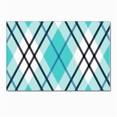 Ice Blue Diagonal Plaids Postcards 5  X 7  (pkg Of 10) by ConteMonfrey