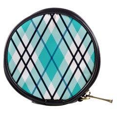 Ice Blue Diagonal Plaids Mini Makeup Bag by ConteMonfrey