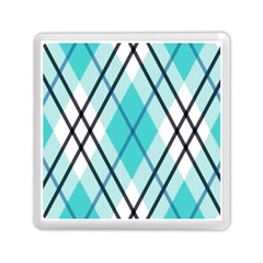 Ice blue diagonal plaids Memory Card Reader (Square)