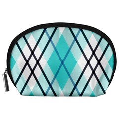 Ice Blue Diagonal Plaids Accessory Pouch (large) by ConteMonfrey