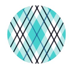 Ice blue diagonal plaids Mini Round Pill Box