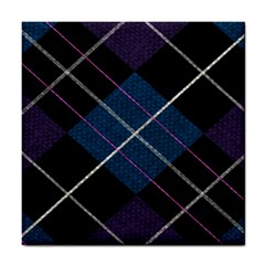 Modern Blue Plaid Tile Coaster by ConteMonfrey