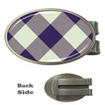 Dark blue and white diagonal plaids Money Clips (Oval)  Front
