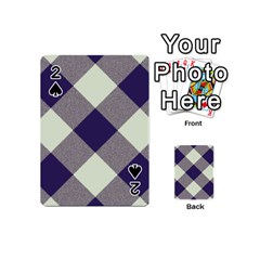 Dark Blue And White Diagonal Plaids Playing Cards 54 Designs (mini) by ConteMonfrey