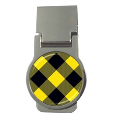 Dark Yellow Diagonal Plaids Money Clips (round)  by ConteMonfrey