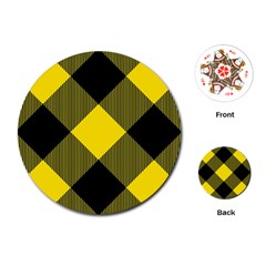 Dark Yellow Diagonal Plaids Playing Cards Single Design (round) by ConteMonfrey