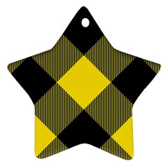 Dark Yellow Diagonal Plaids Star Ornament (two Sides) by ConteMonfrey