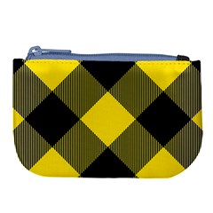 Dark Yellow Diagonal Plaids Large Coin Purse by ConteMonfrey