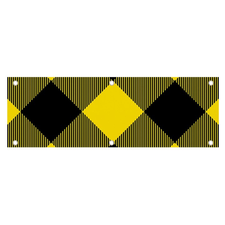 Dark Yellow diagonal plaids Banner and Sign 6  x 2 