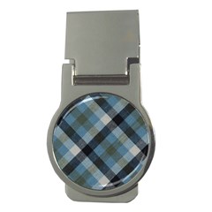 Black And Blue Iced Plaids  Money Clips (round)  by ConteMonfrey