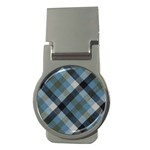 Black And Blue Iced Plaids  Money Clips (Round)  Front