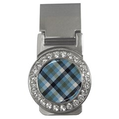 Black And Blue Iced Plaids  Money Clips (cz)  by ConteMonfrey