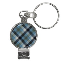 Black And Blue Iced Plaids  Nail Clippers Key Chain by ConteMonfrey