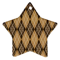 Coffee Diagonal Plaids Ornament (star) by ConteMonfrey