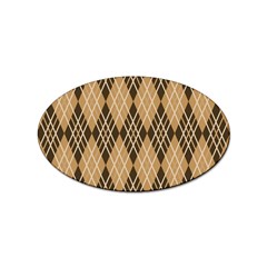 Coffee Diagonal Plaids Sticker (oval) by ConteMonfrey