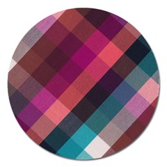 Multicolor Plaids Magnet 5  (Round)