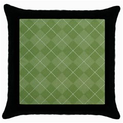 Discreet Green Tea Plaids Throw Pillow Case (black) by ConteMonfrey