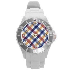 Hot Colors Plaid  Round Plastic Sport Watch (l) by ConteMonfrey