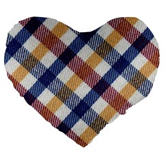 Hot Colors Plaid  Large 19  Premium Heart Shape Cushions by ConteMonfrey