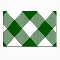 Green And White Diagonal Plaids Postcards 5  X 7  (pkg Of 10) by ConteMonfrey