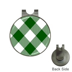 Green And White Diagonal Plaids Hat Clips With Golf Markers by ConteMonfrey