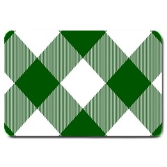 Green And White Diagonal Plaids Large Doormat by ConteMonfrey