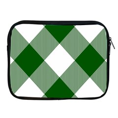 Green And White Diagonal Plaids Apple Ipad 2/3/4 Zipper Cases by ConteMonfrey