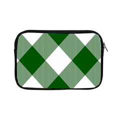 Green And White Diagonal Plaids Apple Ipad Mini Zipper Cases by ConteMonfrey