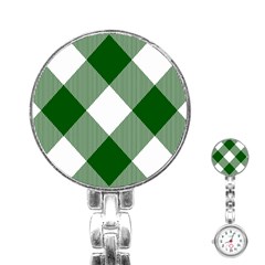 Green And White Diagonal Plaids Stainless Steel Nurses Watch by ConteMonfrey