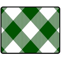 Green And White Diagonal Plaids Double Sided Fleece Blanket (medium)  by ConteMonfrey