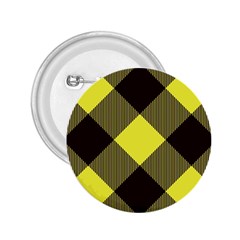 Black And Yellow Plaids Diagonal 2 25  Buttons by ConteMonfrey