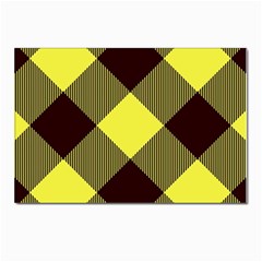 Black And Yellow Plaids Diagonal Postcard 4 x 6  (pkg Of 10) by ConteMonfrey