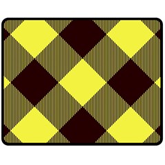 Black And Yellow Plaids Diagonal Fleece Blanket (medium)  by ConteMonfrey