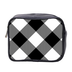 Black And White Diagonal Plaids Mini Toiletries Bag (two Sides) by ConteMonfrey